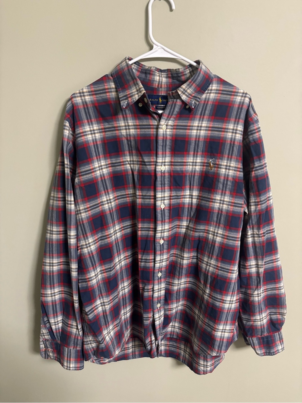 Polo Ralph Lauren Mens Classic Fit Button Down Plaid Shirt Size XL Blue Red